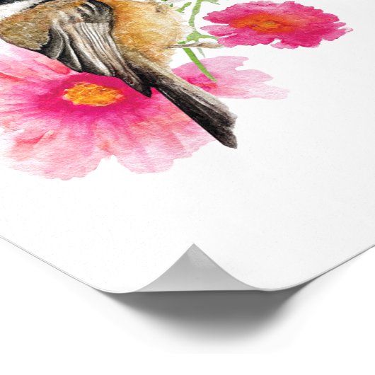 Cute Chickadee Bird Art Print (Hoek)