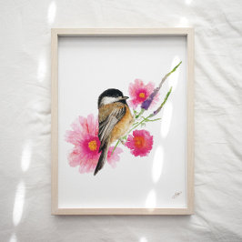 Cute Chickadee Bird Art Print
