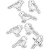 Cute Chickadee Bird Black and White Natuur Sticker (Voorkant)