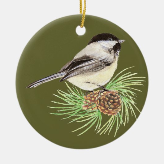 Cute Chickadee Bird, Natuur, Wildlife, Animal Keramisch Ornament (Voorkant)
