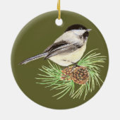 Cute Chickadee Bird, Natuur, Wildlife, Animal Keramisch Ornament (Achterkant)