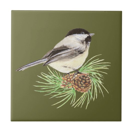 Cute Chickadee Bird, Natuur, Wildlife, Animal Tegeltje (Voorkant)