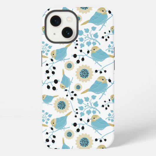Cute Chickadee Bird Pattern Art iPhone Hoesje (Achterkant)