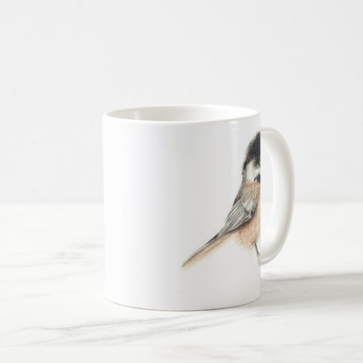 Cute Chickadee Bird Waterverf Art Coffee Mok (Voorkant rechts)
