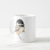 Cute Chickadee Bird Waterverf Art Coffee Mok (Voorkant links)