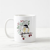 Cute Chickadee Bird Waterverf Art Coffee Mok (Links)