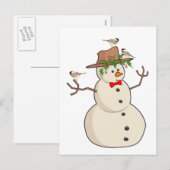 Cute Chickadee en Snowman, Winter Birds Feestdagenkaart (Voorkant / Achterkant)