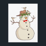 Cute Chickadee en Snowman, Winter Birds Feestdagenkaart<br><div class="desc">Cute Chickadee en Snowman,  Winter Birds</div>