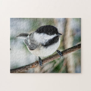 Cute Chickadee in Winter Legpuzzel