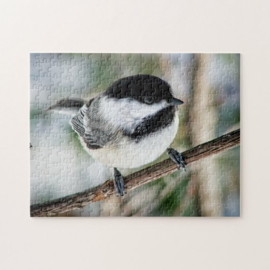 Cute Chickadee in Winter Legpuzzel (Horizontaal)