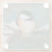 Cute Chickadee Painting Winter Glazen Onderzetter (Achterkant)
