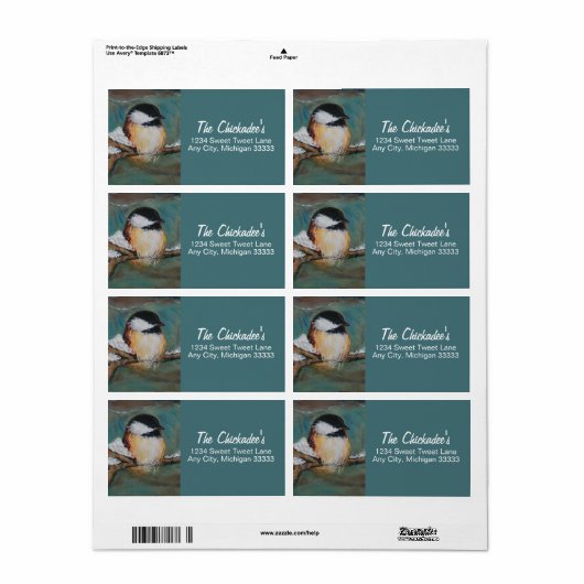 Cute Chickadee Song Bird Art Label (Full Sheet)