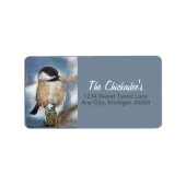 Cute Chickadee Song Bird Painting Label (Voorkant)
