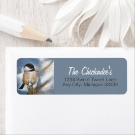 Cute Chickadee Song Bird Winter Painting Etiket