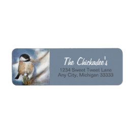 Cute Chickadee Song Bird Winter Painting Etiket