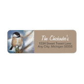 Cute Chickadee Song Bird Winter Painting Label (Voorkant)