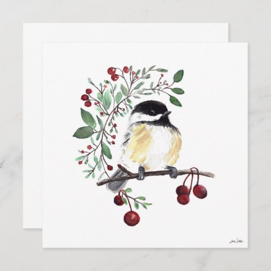 Cute Chickadee Waterverf Art Card (Voorkant / Achterkant)