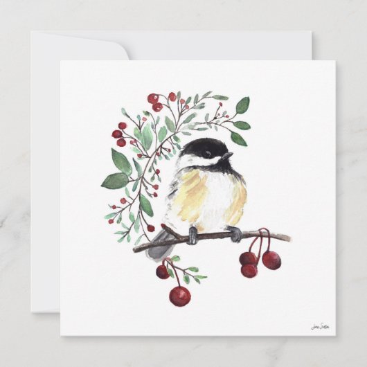 Cute Chickadee Waterverf Art Card (Voorkant)