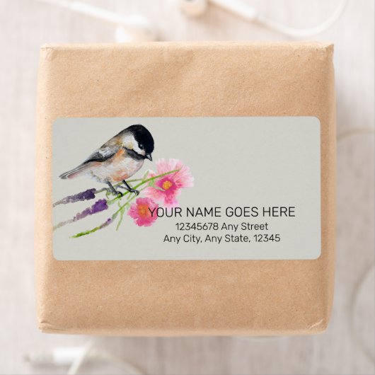Cute Chickadee Waterverf Art Label (Insitu)