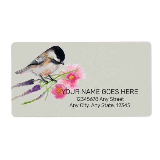 Cute Chickadee Waterverf Art Label (Voorkant)