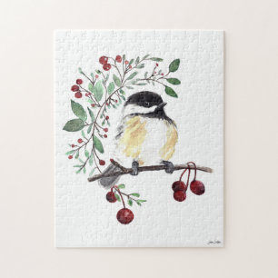 Cute Chickadee Waterverf Art Legpuzzel