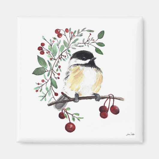 Cute Chickadee Waterverf Art Magnet (Voorkant)