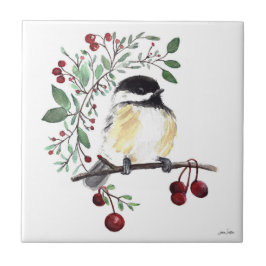 Cute Chickadee Waterverf Ceramic Tile Tegeltje