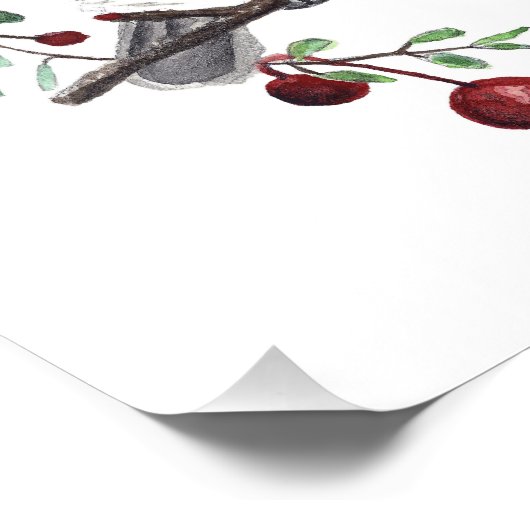 Cute Chickadee Waterverf Foto Afdruk (Hoek)