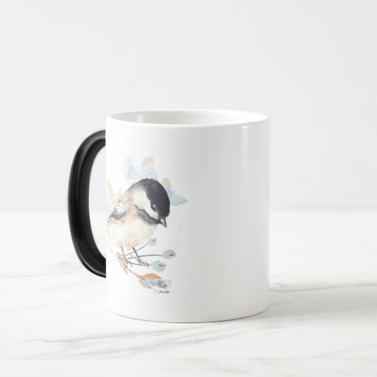 Cute Chickadee Waterverf Magische Mok (Voorkant links)