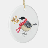 Cute Chickadee with Golden Sprig Personalized name Keramisch Ornament (Rechts)