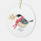 Cute Chickadee with Golden Sprig Personalized name Keramisch Ornament (Links)