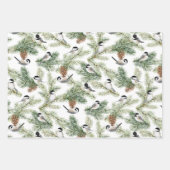 Cute Chickadees Waterverf Kerstmis Inpakpapier Vel (Voorkant)