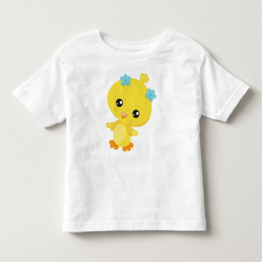 Cute Chicken, Baby Chicken, Chick, Flowers Kinder Shirts (Voorkant)