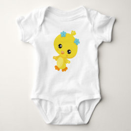 Cute Chicken, Baby Chicken, Chick, Flowers Romper