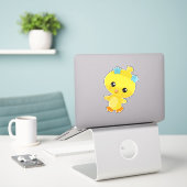 Cute Chicken, Baby Chicken, Chick, Flowers Sticker (Laptop op bureau)