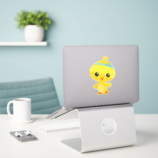Cute Chicken, Baby Chicken, Chick, Little Chicken Sticker (Laptop op bureau)
