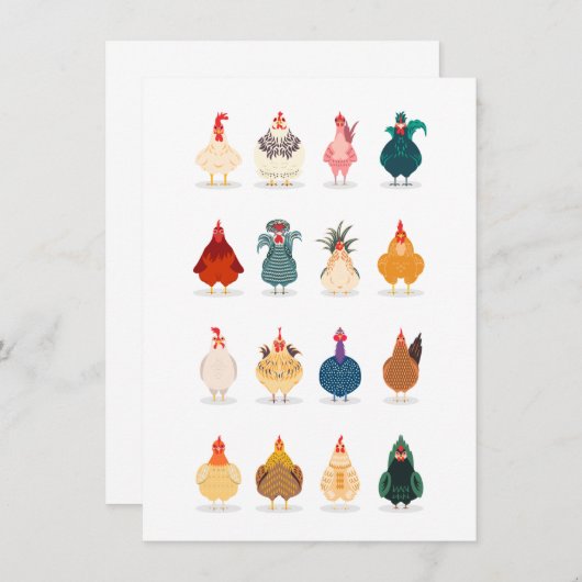 Cute Chicken Bedankkaart (Voorkant / Achterkant)