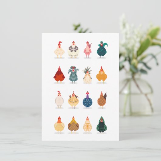 Cute Chicken Bedankkaart (Staand voorkant)