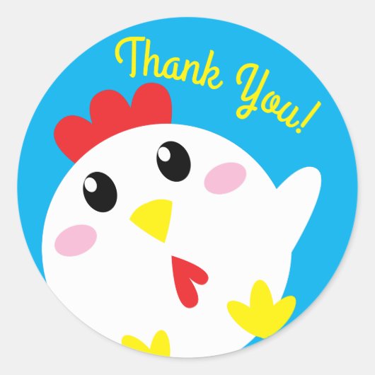 Cute Chicken Boerderij Kind 1st Birthday Party Har Ronde Sticker (Voorkant)