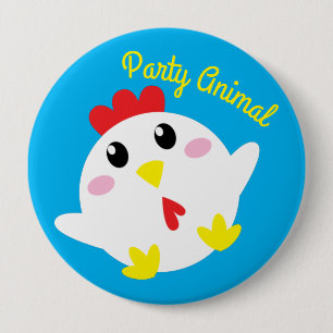 Cute Chicken Boerderij Kinder 1st Birthday Party B Ronde Button 4,0 Cm