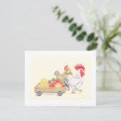 Cute Chicken Chicks Family Strawberries Flat  Card Bedankkaart (Staand voorkant)