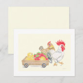 Cute Chicken Chicks Family Strawberries Flat  Card Bedankkaart (Voorkant / Achterkant)