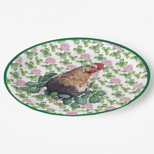 Cute Chicken & Clover | St Patrick's Day Papieren Bordje (Gekanteld)