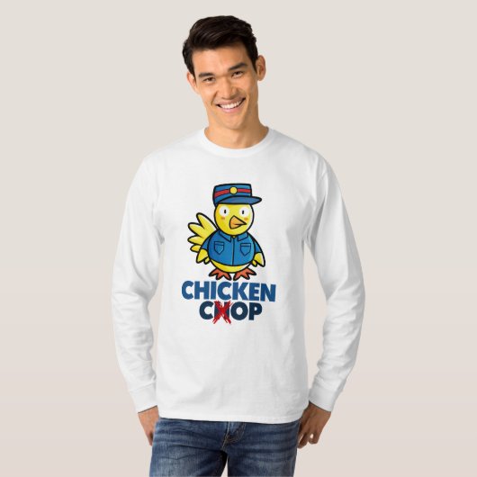 Cute Chicken Cop Design Mannen T-Shirt (Voorkant volledig)