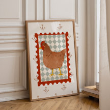 Cute Chicken Cottagecore Kinderkamer Muurkunst