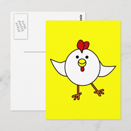 Cute Chicken Dance - White en Yellow Briefkaart (Voorkant / Achterkant)