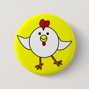 Cute Chicken Dance - White en Yellow Ronde Button 5,7 Cm