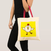 Cute Chicken Dance - White en Yellow Tote Bag (Voorkant (product))