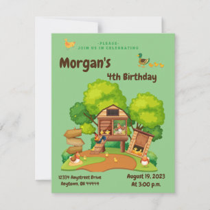 Cute Chicken & Ducks Invitation Kaart