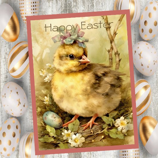 Cute Chicken Easter Eggs Forest Feestdagenkaart
